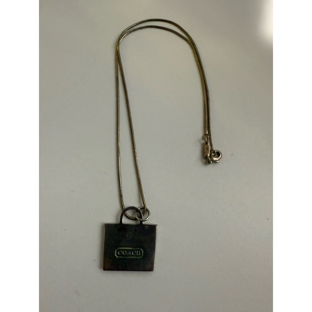 VTG Coach Sterling Silver Snake Chain Shopping Bag‎ Pendant Necklace 18" 925 Y2K - Picture 6 of 7